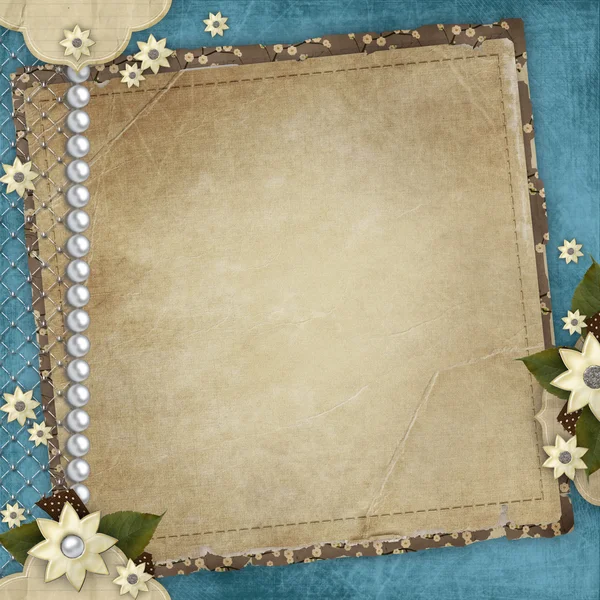 Vintage card for the holiday with frames, flowers on the abstrac — Stock Photo, Image