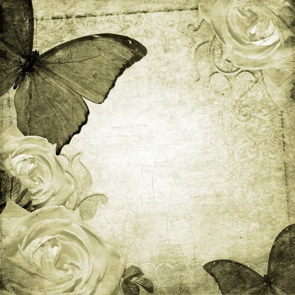 Вінтажна листівка на свято з квіткою на абстрактному фоні — стокове фото