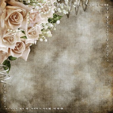 Wedding vintage romantic background with roses clipart