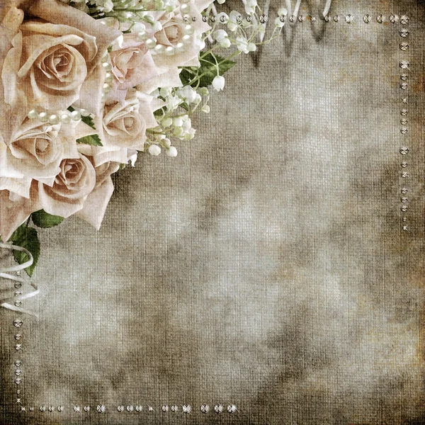 Свадебный винтажный романтический фон с розами — стоковое фото