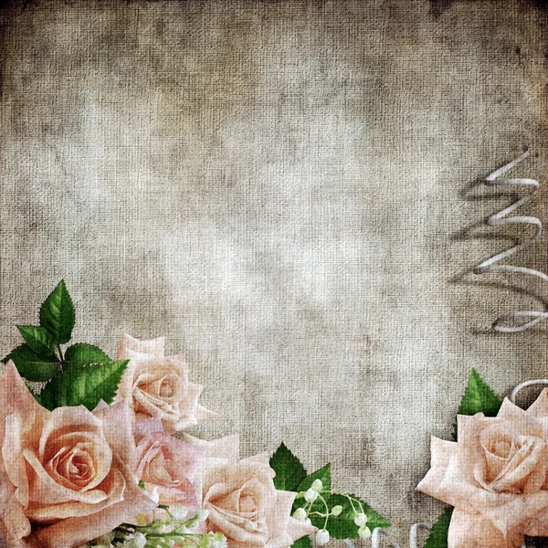 Bröllop vintage romantisk bakgrund med rosor — Stockfoto