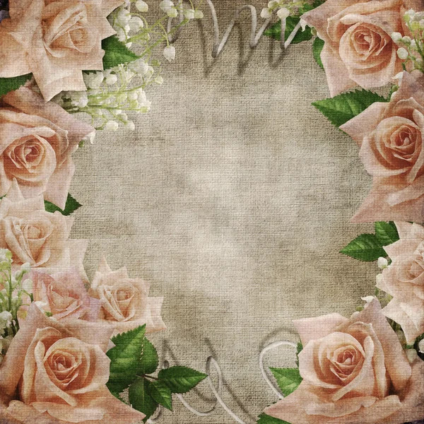 Casamento vintage romântico fundo com rosas — Fotografia de Stock