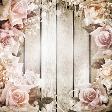 Wedding vintage romantic background with roses clipart