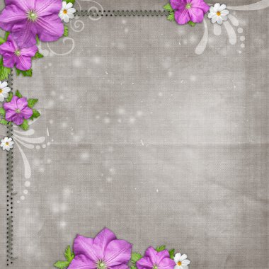 daisy ve leylak çiçeği ile dokulu arka plan