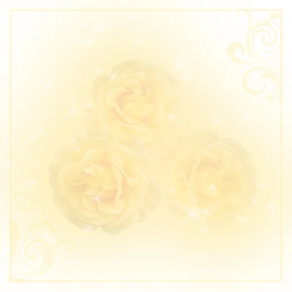 Красивый свадебный фон с розами и рамкой — стоковое фото