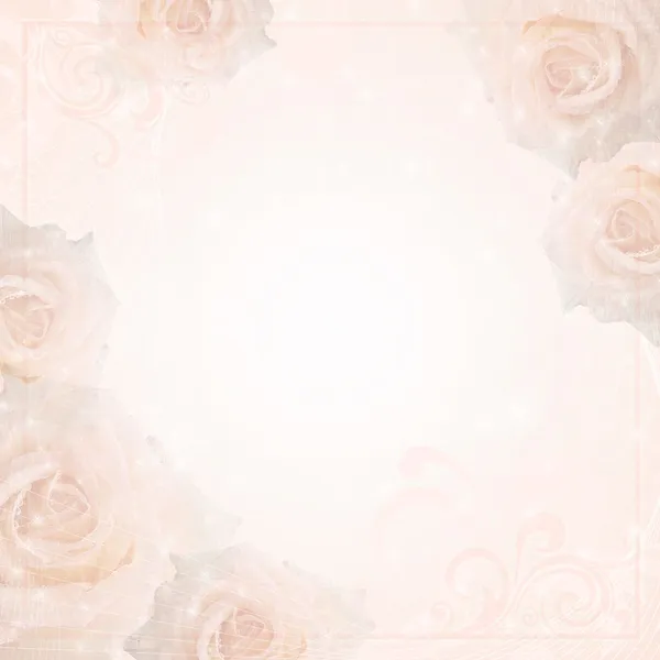Mooie bruiloft achtergrond met rozen en frame — Stockfoto