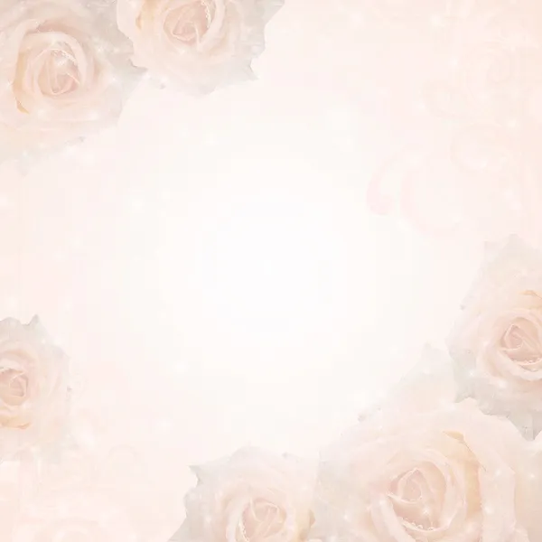 Vackra bröllop bakgrund med rosor och ram — Stockfoto