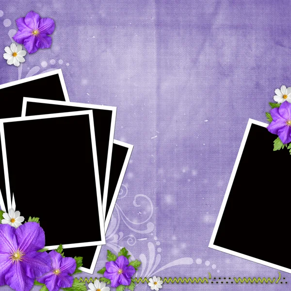Картка для привітання або запрошення з рамками і квітами — стокове фото