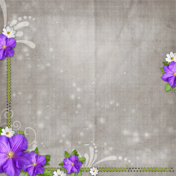 Abstract textured background with daisy and lilac flower — Stock Photo, Image