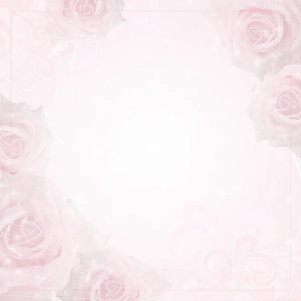 Fundo de casamento bonito com rosas e moldura — Fotografia de Stock