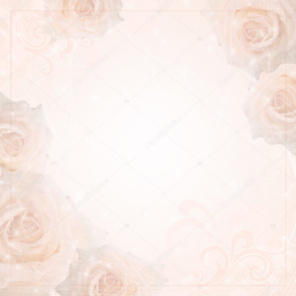 Beautiful wedding background with roses and frame