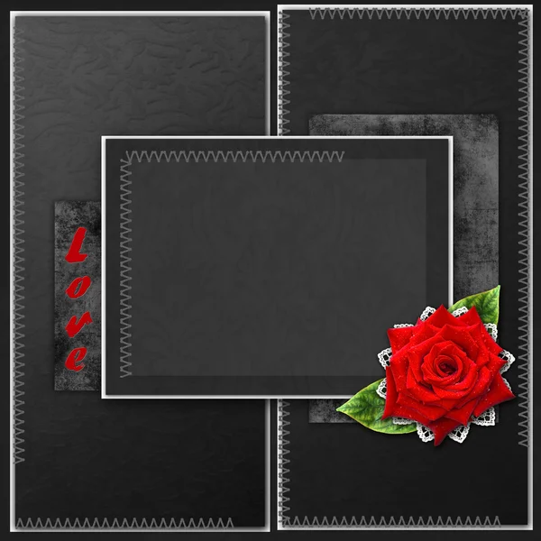 Elegancka rama z róż, koronki i perły — Zdjęcie stockowe