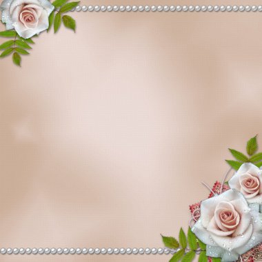 Vintage background with roses and pearls clipart