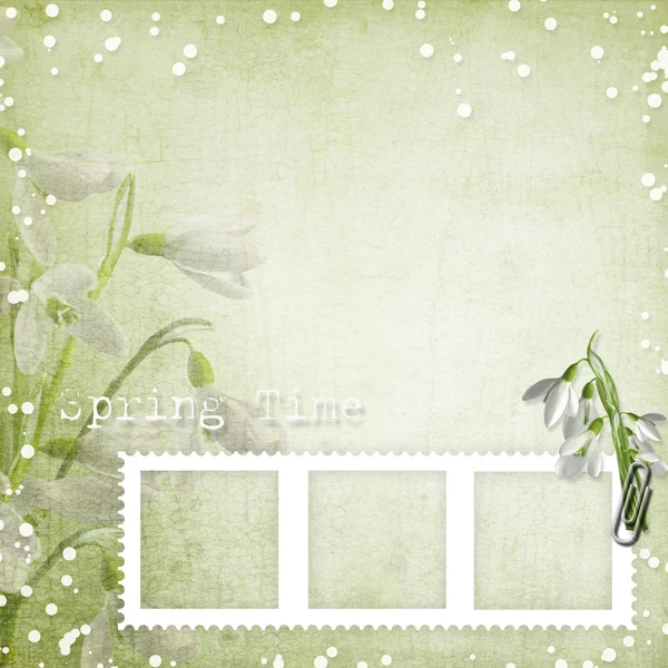 Frühling Hintergrund mit Rahmen und Schneeglöckchen — Stockfoto