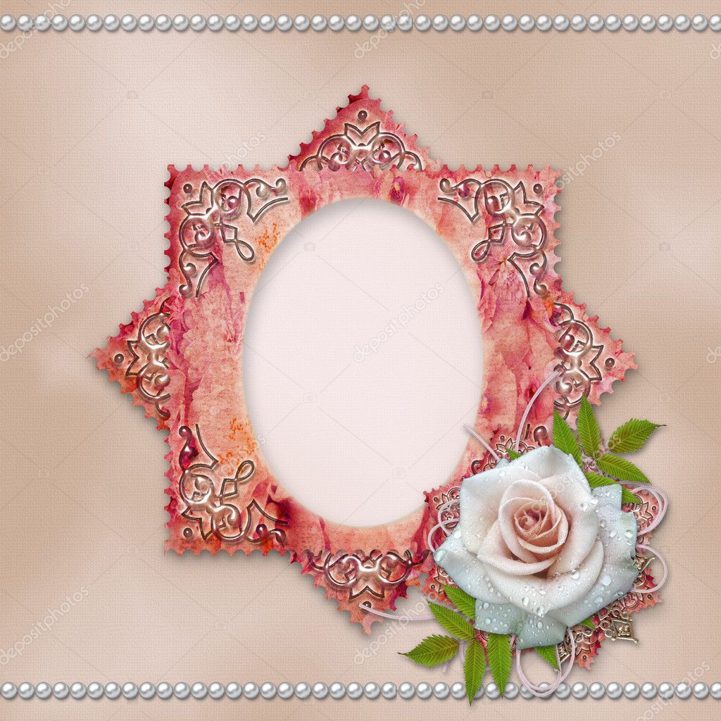 Vintage frame with rose