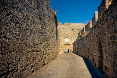 Ancient streets of Rhodes Island clipart