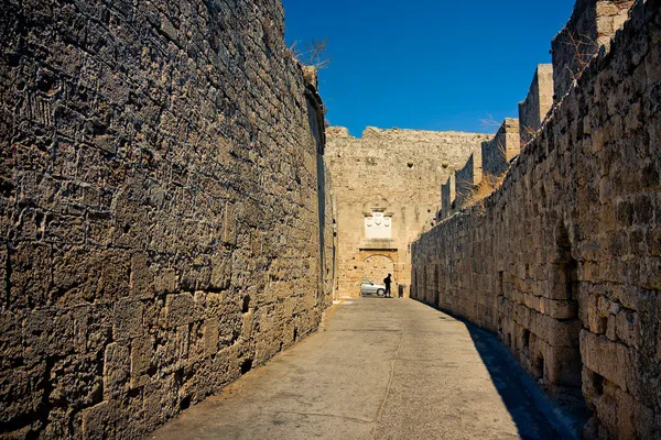 Starověké ulice ostrova Rhodos — Stock fotografie