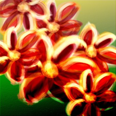 Colorful abstract flowers digital painting clipart