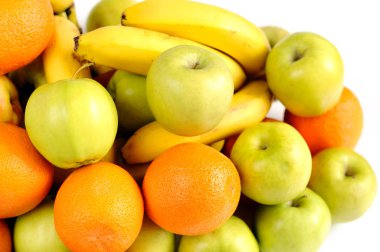 Fresh oranges, apples and bananas clipart