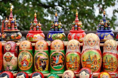 Sale of souvenirs on the Sparrow Hills in Moscow clipart