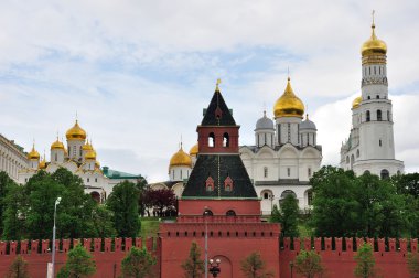 Churches the Moscow Kremlin and Taynitskaya tower, Russia clipart
