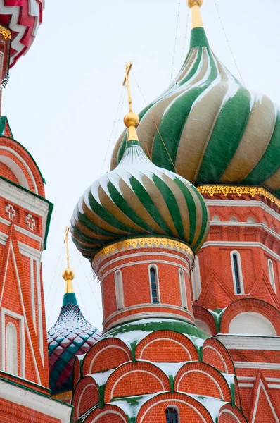 圣瓦西里大教堂在雪，莫斯科，俄罗斯 — 图库照片