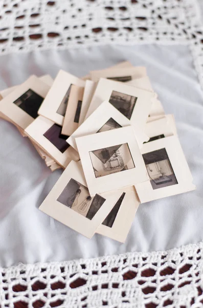 Old slides into a cardboard box — Stock Photo, Image