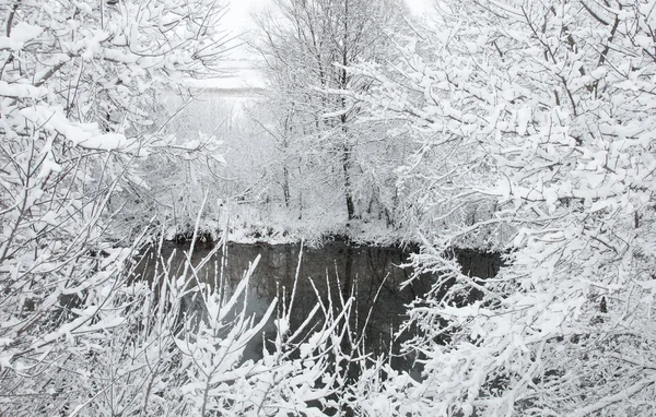 stock image Winter Landscape with River, Russia