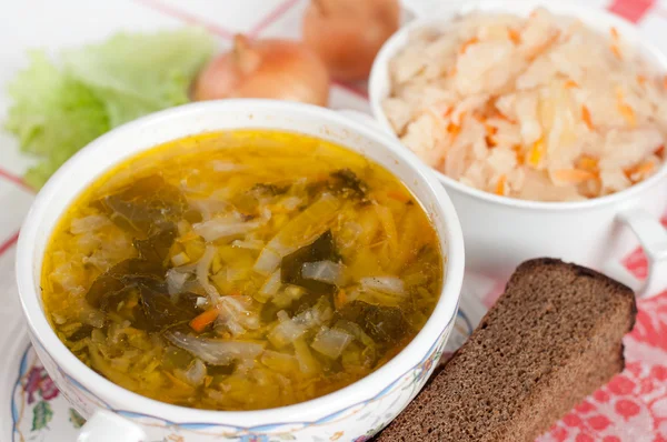 Русское национальное блюдо - Sauerkraut Soup — стоковое фото