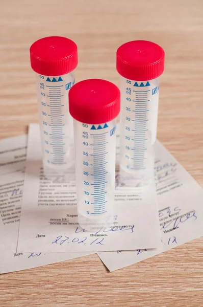Sterile containers for medical tests — Stock Photo, Image