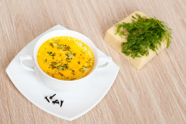 stock image A delicious cheese soup and dill