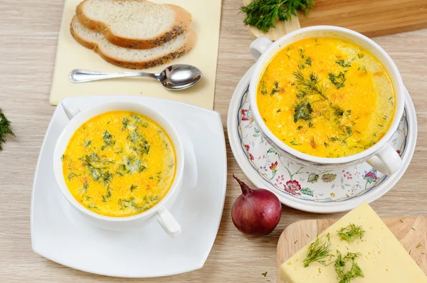 Una deliciosa sopa de queso y eneldo — Foto de Stock