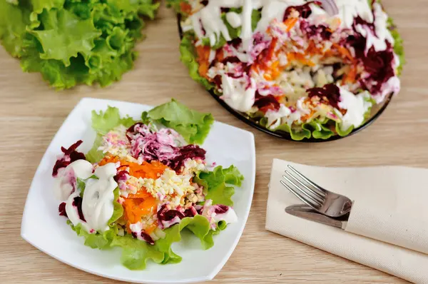 stock image Salad with herring and vegetables