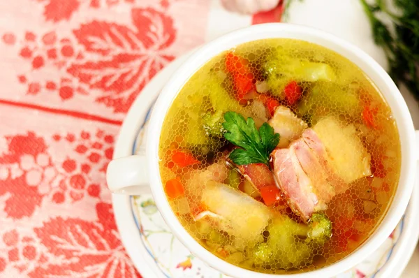 Sopa italiana con verduras y tocino —  Fotos de Stock