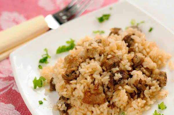 A delicious pilaf with meat — Stock Photo, Image