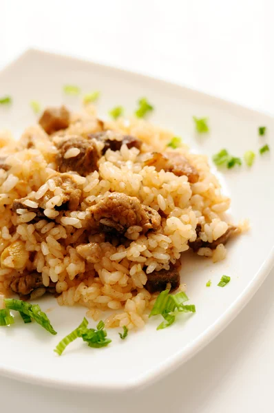 A delicious pilaf with meat — Stock Photo, Image
