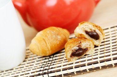 Mini croissants with chocolate filling