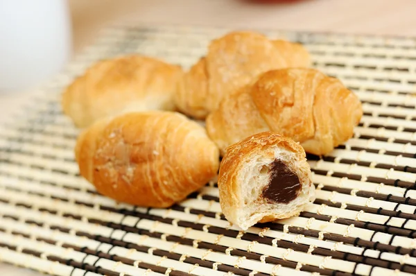 Mini croissants with chocolate filling — Stockfoto