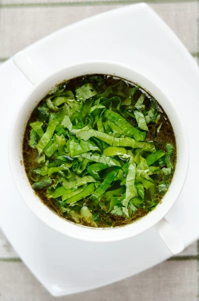 Una deliziosa zuppa di verdure con acetosa — Foto Stock