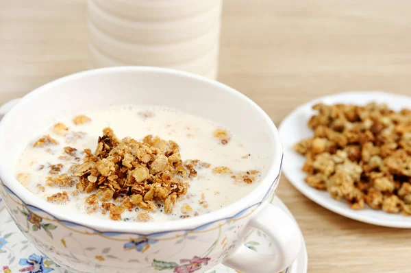 Desayuno - Muesli con leche — Foto de Stock