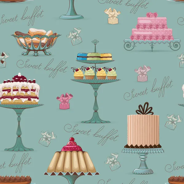 Fondo buffet dulce — Vector de stock