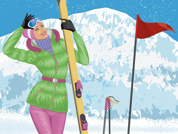 Skiing — Stock Vector