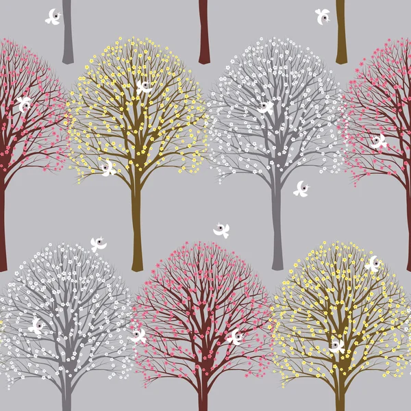 Frühlingsmuster mit blühenden Bäumen — Stockvektor