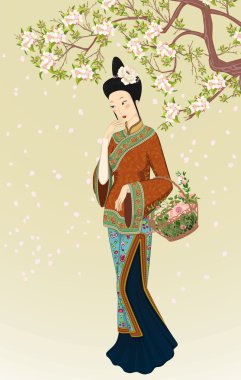 Beautiful chinese woman clipart