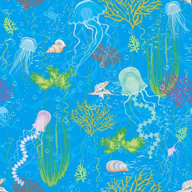 Background with jellyfishes clipart