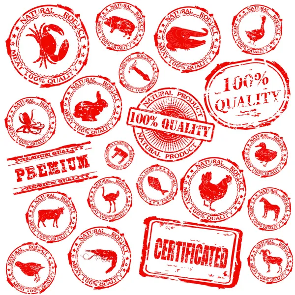 Definir vários selo de borracha grunge com silhuetas de animais —  Vetores de Stock