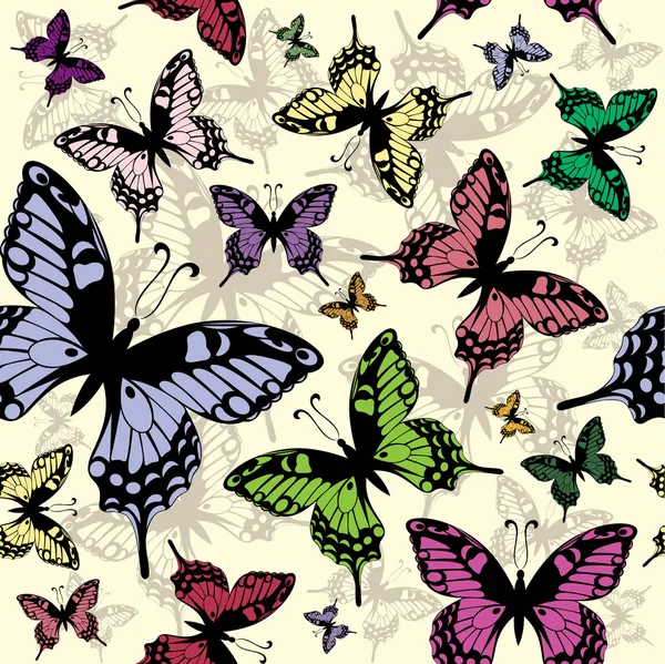 Vector seamless pattern with butterflies — Stock Vector