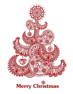 Abstract red christmas tree clipart