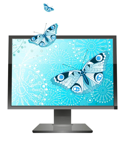 Mariposas en una pantalla — Vector de stock