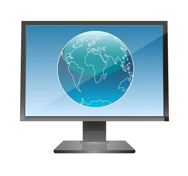 stock vector Globe in a monitor